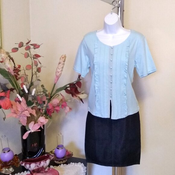 NWT Womens Summer Tunic Tops Short Sleeve Scoop Neck Casual Loose Blouse M 8 10 - Picture 7 of 9